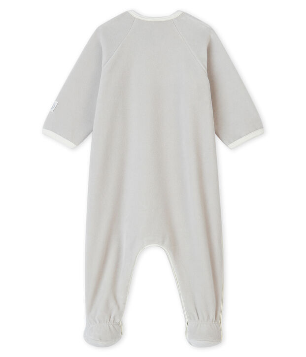 Babies' Velour Cat Sleepsuit grey/blue