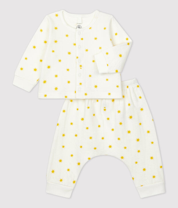 Babies' Organic Sun Print Tube Knit Clothing - 2-Piece Set white/yellow