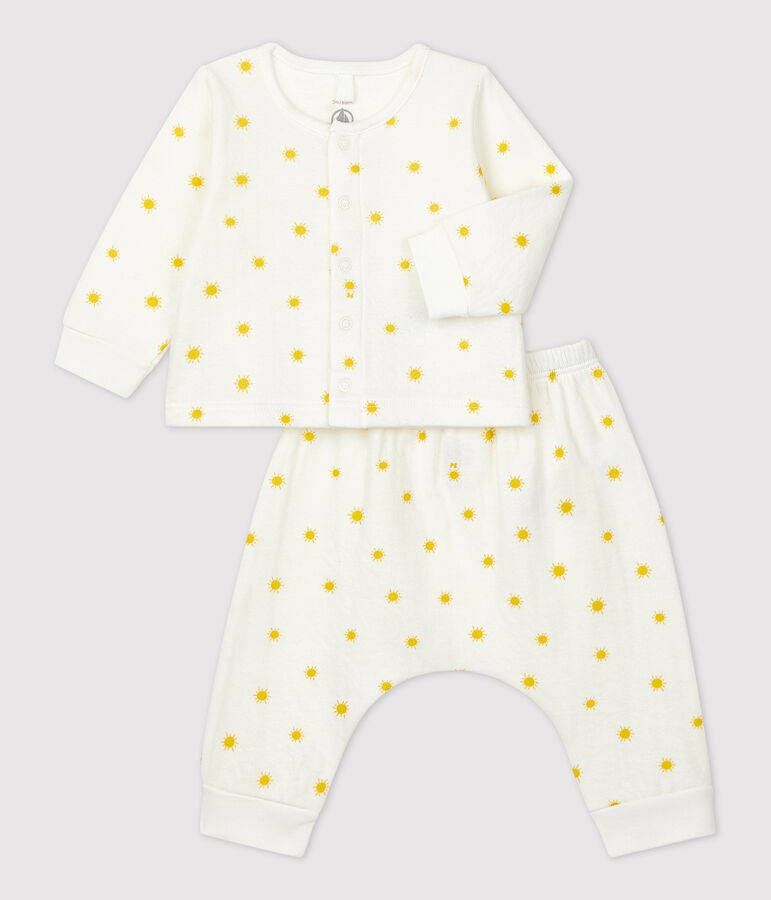 Babies' Organic Sun Print Tube Knit Clothing - 2-Piece Set white/yellow