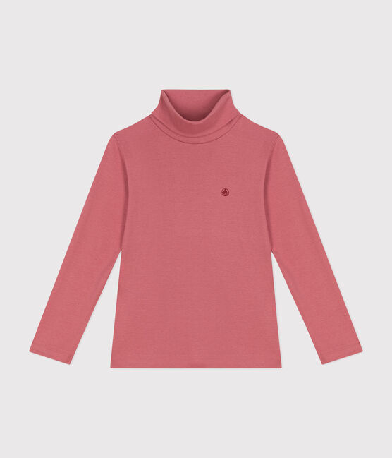 Cotton roll neck top for girls or boys ROSEWOOD pink