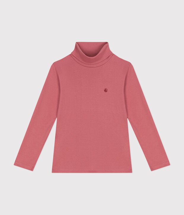 Cotton roll neck top for girls or boys pink