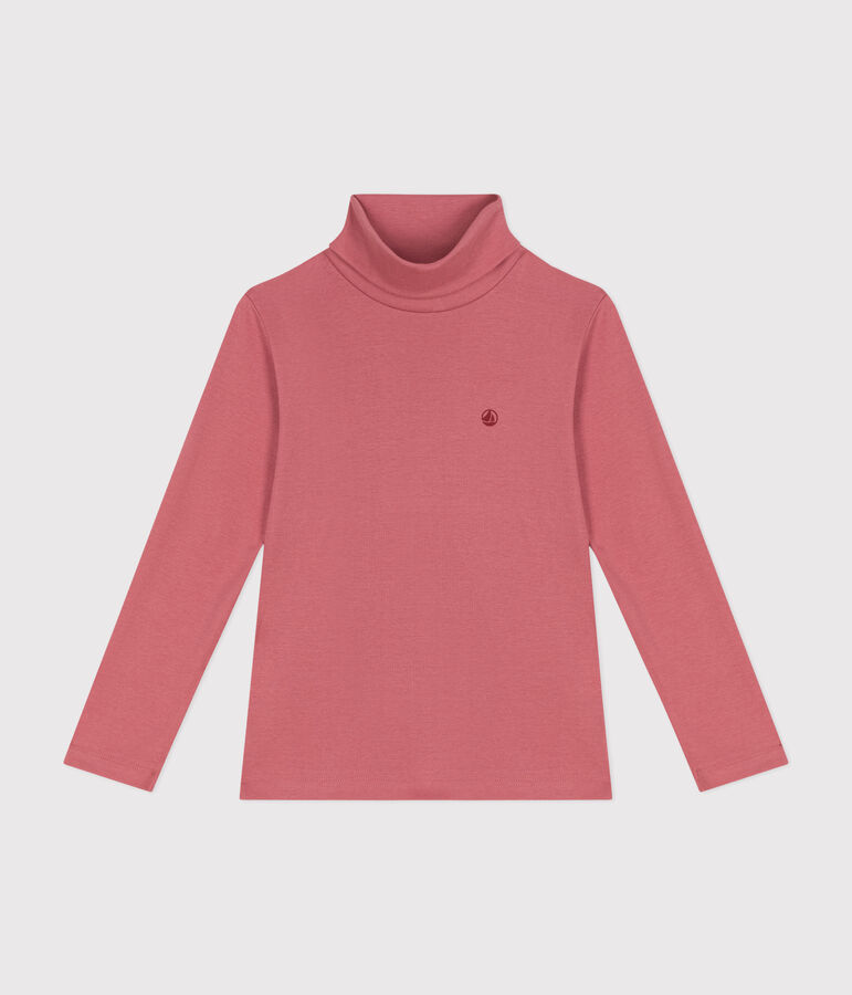 Cotton roll neck top for girls or boys pink