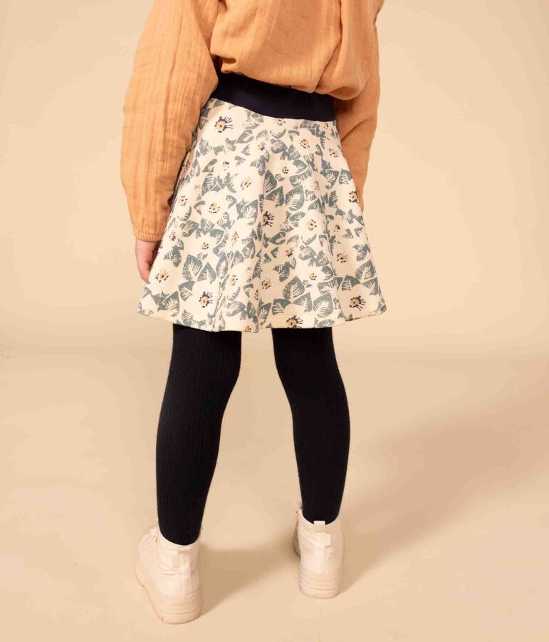 Girls' brushed fleece skirt Ecru/multicolor