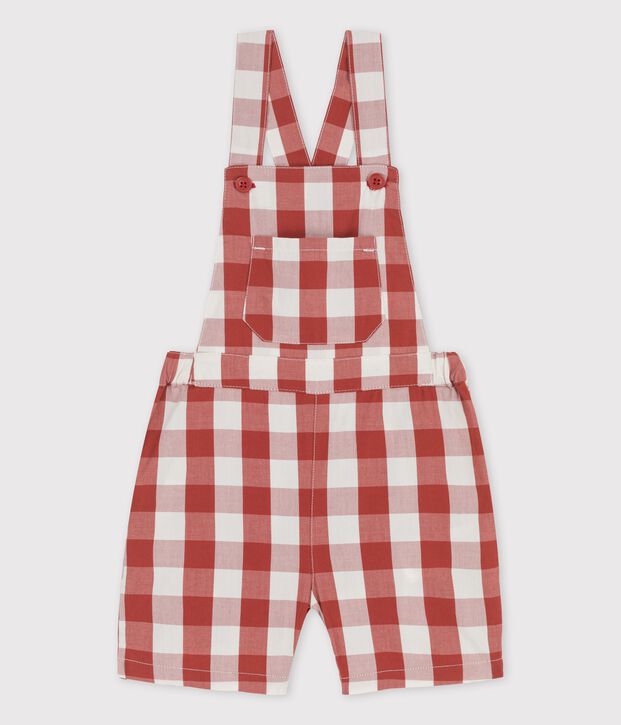 Babies' Poplin Dungaree Shorts brown/ecru