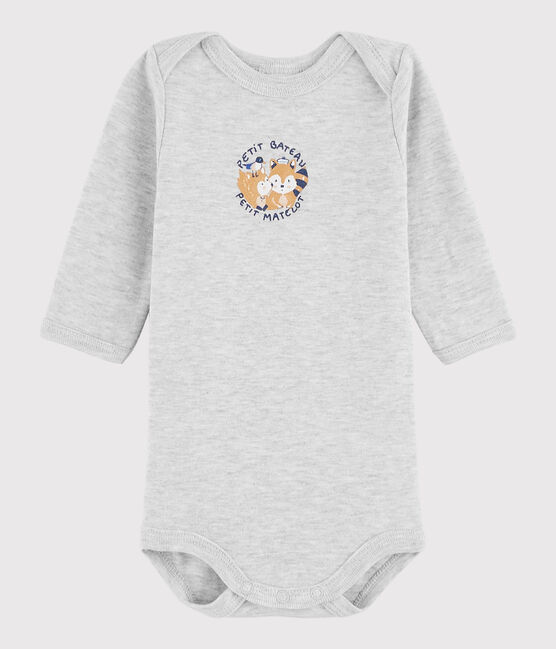 Baby Boys' Long-Sleeved Bodysuit BELUGA CHINE grey