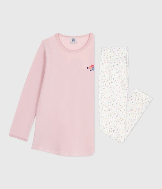 Children's velour nightdress and leggings JOLI pink/MULTICO white
