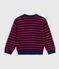 Children's stripy jumper in wool and cotton blue/red