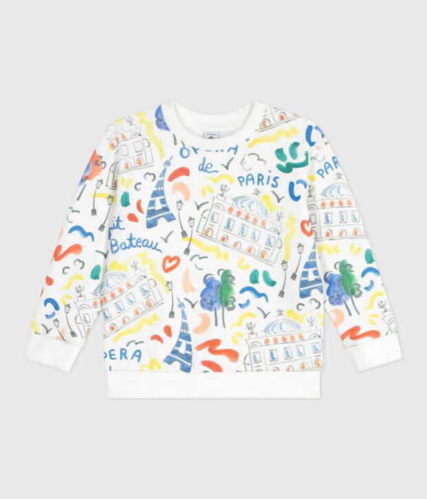 Children's printed cotton sweatshirt white/multicolor