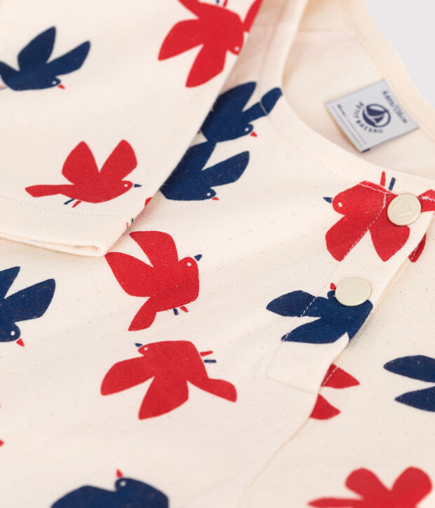 Children's long-sleeved printed cotton dress Ecru/multicolor