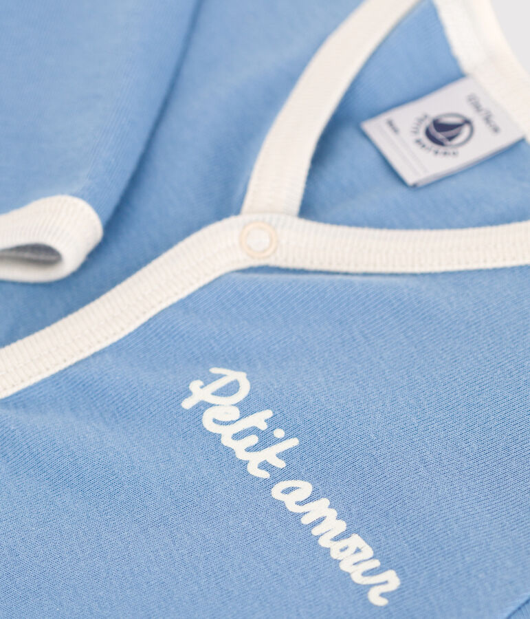 Babies' plain cotton pyjamas ALASKA blue