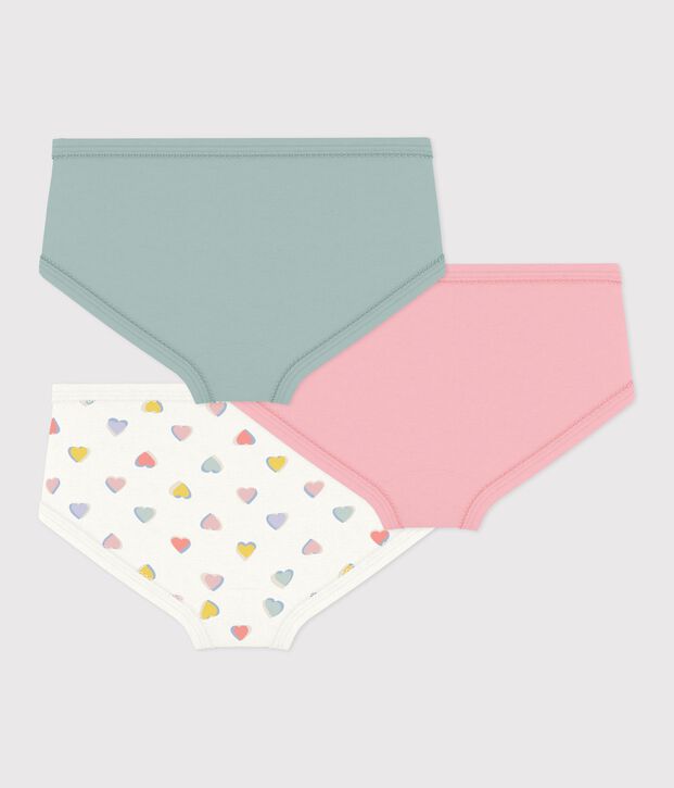 Pack of children's high-waisted cotton pants with hearts multicolor