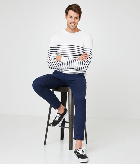 Men's breton jumper MARSHMALLOW white/SMOKING blue