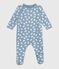 Babies' printed brushed fleece pyjama suit ADRIATIC blue/MILK