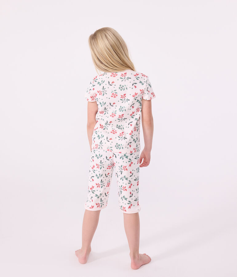 Children's floral print cotton capri pyjamas pink/multicolor