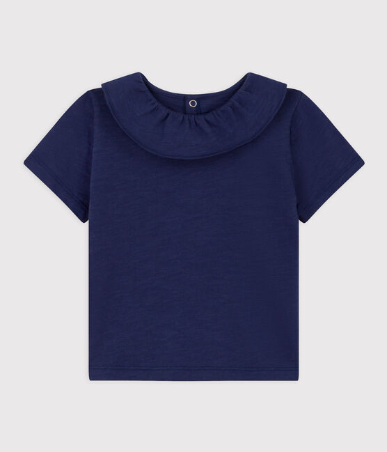 Babies' Short-Sleeved Slub Jersey Blouse CHALOUPE blue