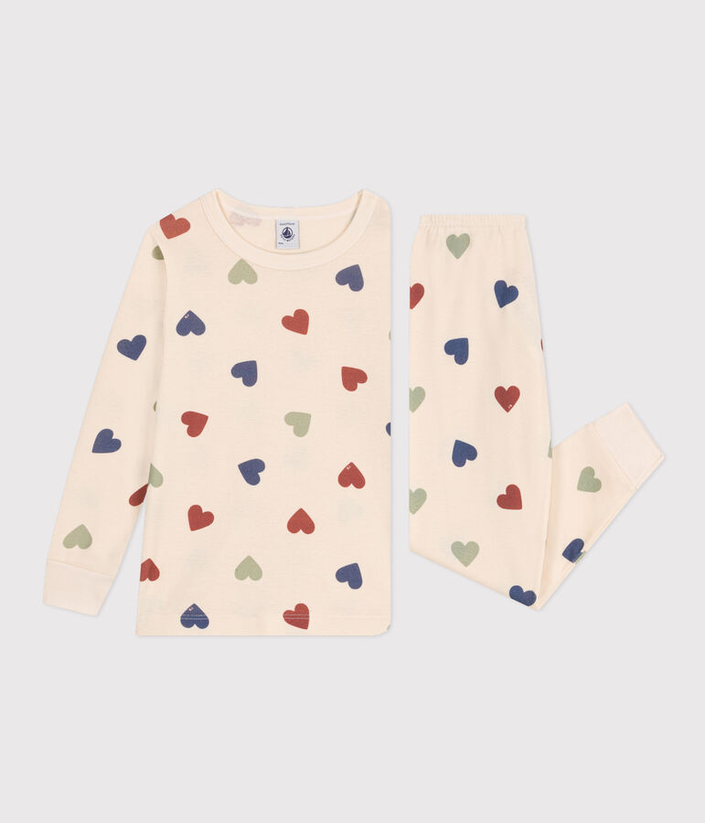 Children's Heart Printed Cotton Pyjamas Ecru/multicolor