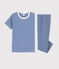 Boys' Blue Pinstriped Cotton Pyjamas SURF blue/MARSHMALLOW white