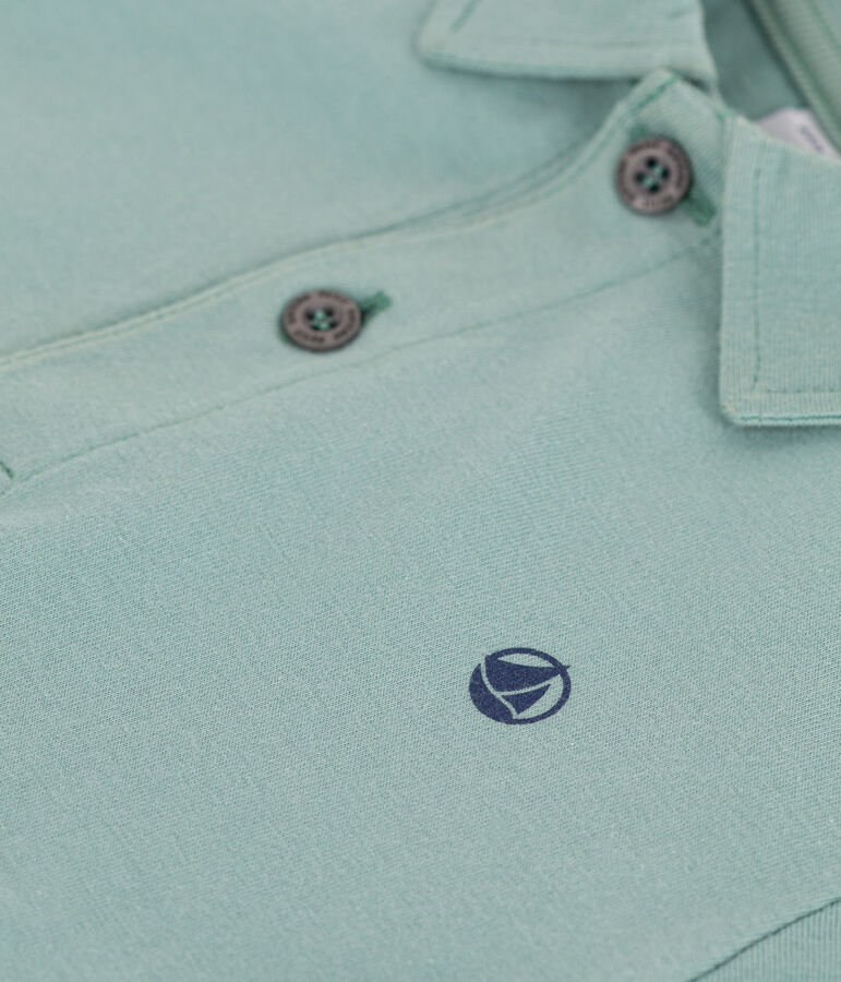 Children's plain short-sleeved cotton polo shirt green