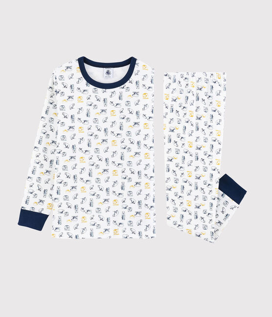 Boys' Fleece Bear Pyjamas MARSHMALLOW white/MULTICO white