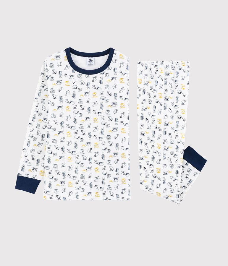 Boys' Fleece Bear Pyjamas white/multicolor
