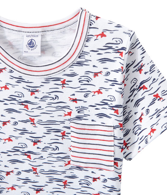 Boy's shortie pyjamas with print and stripes ECUME white/SMOKING blue/MULTICO
