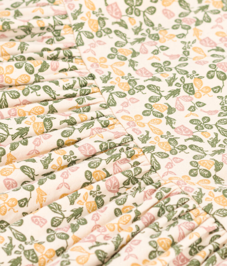 Girl's Short-sleeved Printed Cotton Dress Ecru/multicolor