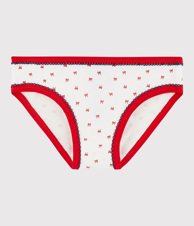 Girls' Cotton Knickers white/red