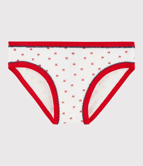 Girls' Cotton Knickers MARSHMALLOW white/FROUFROU red