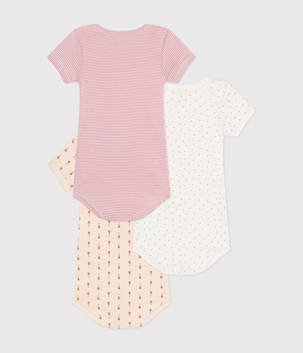 Babies' Short-sleeved Cotton Bodysuits - 3-Pack multicolor