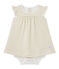 Baby girls' striped bodysuit dress MARSHMALLOW white/DORE yellow