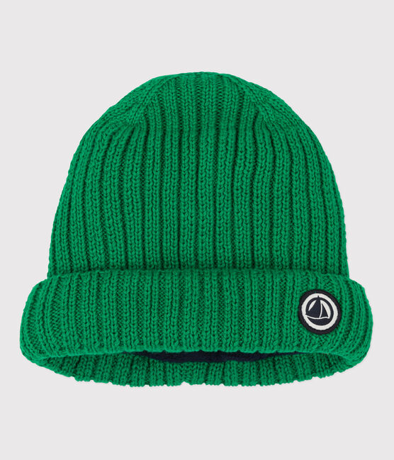 Babies' Knit Hat with Recycled Fleece Lining MATCHA