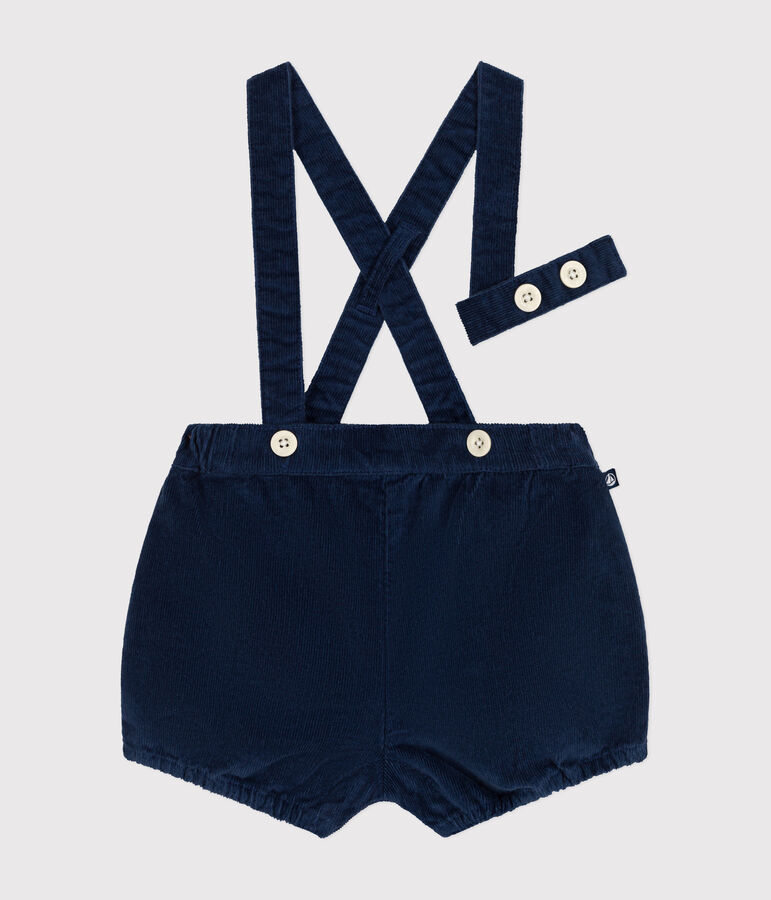 Babies' velvet shorts with straps blue