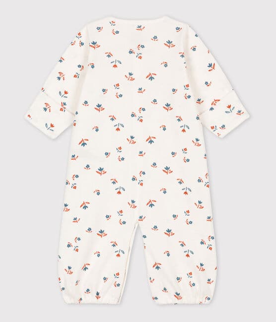 Babies' Cotton Jumpsuit/Sleeping Bag MARSHMALLOW white/MULTICO white