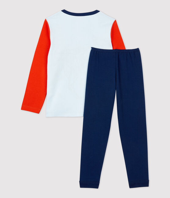 Boys' Wolf Motif Cotton Pyjamas MEDIEVAL blue/MULTICO white