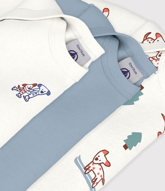 Pack of long-sleeved dog print cotton bodies for babies multicolor