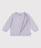 Babies' plain knitted cotton cardigan PARME purple