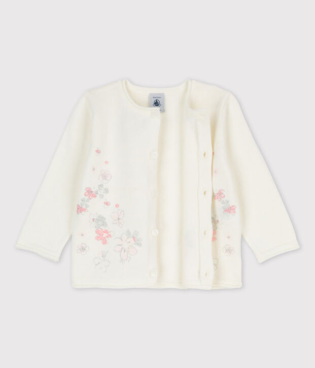 Baby Girls' Cotton and Linen Blend Knit Cardigan white