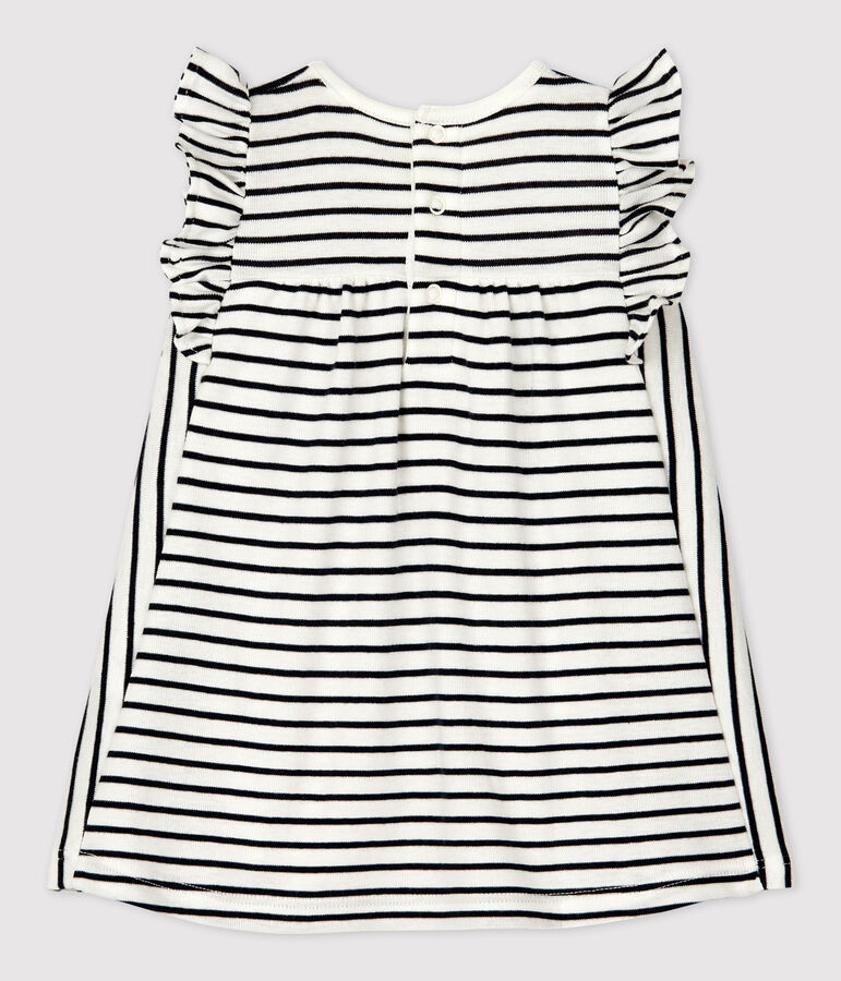 Babies' Striped Organic Cotton Dress With Bodysuit white/blue