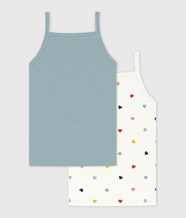 Pack of children's heart print cotton tank tops multicolor