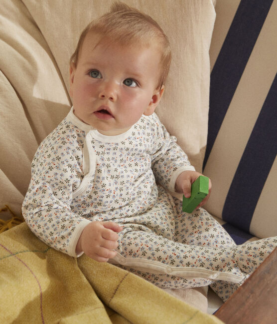 Babies' Fleece Patterned Sleepsuit MARSHMALLOW white/MULTICO white