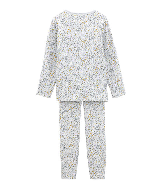 Girls' Tube Knit Pyjamas POUSSIERE grey/MULTICO white