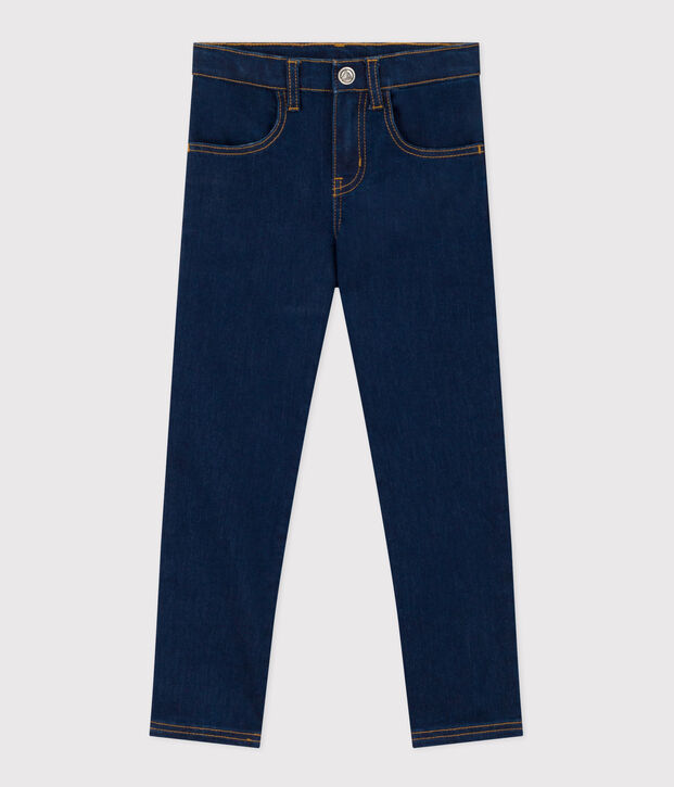 Girls' slim fit denim trousers blue