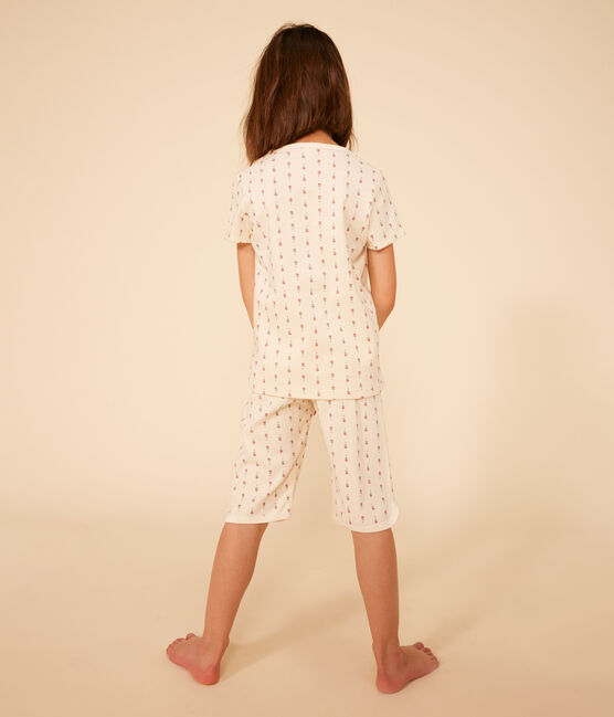 Children's Floral Print Cotton Capri Pyjamas AVALANCHE white/MULTICO