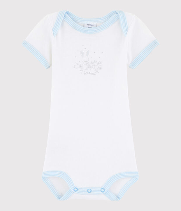 Baby Boys' Short-Sleeved Bodysuit white/blue