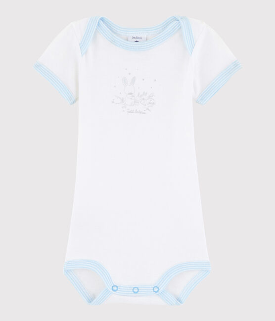 Baby Boys' Short-Sleeved Bodysuit ECUME white/JASMIN blue