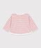 Babies' long-sleeved stripy cotton T-shirt. pink/ecru