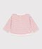 Babies' long-sleeved stripy cotton T-shirt. pink/ecru
