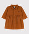 Babies' Long-Sleeved Fine Velour Dress ECUREUIL brown