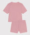 Women's stripy cotton short pyjamas ROSEWOOD pink/MARSHMALLOW