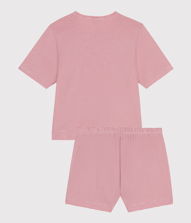 Women's stripy cotton short pyjamas pink/white
